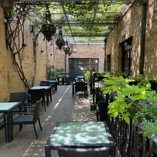 Super-pleasant outdoor dining area - upstairs, too.