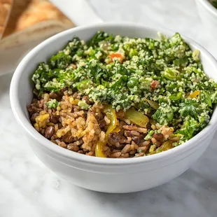 a bowl of rice and vegetables