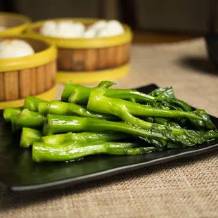 Poached Chinese broccoli (Gai Lan) with oyster sauce