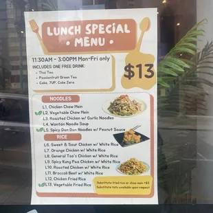 Lunch Special Menu