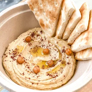 Hummus with Warm Pita - Daily homemade hummus served with warm pita