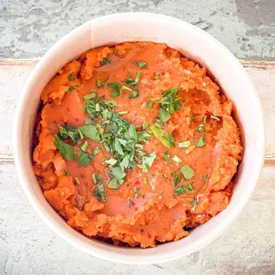 Spicy Potato Spread - Mashed Yukon potato with pepper paste and a touch of garlic confit