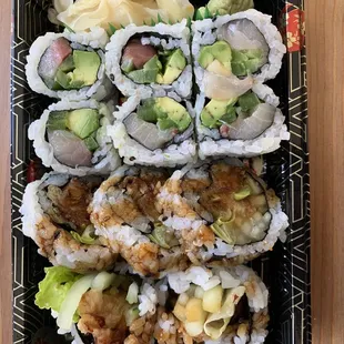 a variety of sushi on a plate