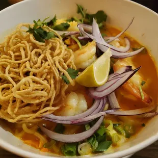 Khao soi with shrimp, my husband's perennial favorite.