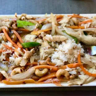 Stirfry chicken, veggies, and Cashew nuts... Best I've had anywhere.