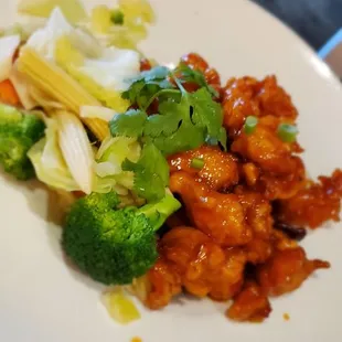 Orange Chicken with steamed vegetables