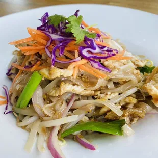 Chicken Pad Thai is delicious. Some this dish can be too dry but this is perfect.