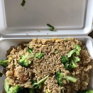 Shrimp Fried Rice with broccoli added