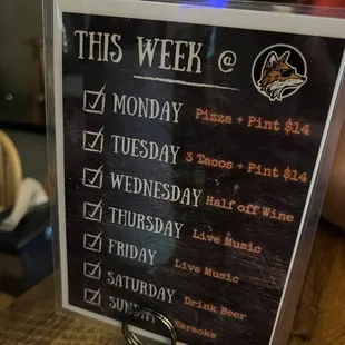 Weekly Specials As of 7/2022