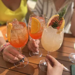 Aperol Spritzes and Grapefruit Mocktail