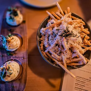 Deviled eggs &amp; truffle fries !