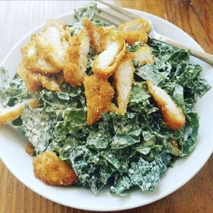 Baby Kale Caesar w/ Organic Crispy Chicken