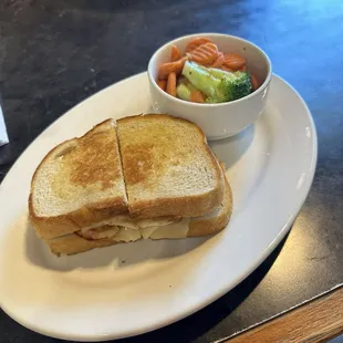 Chicken and ham sandwich, steamed veggies
