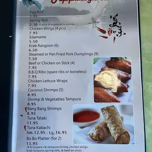Appetizer menu