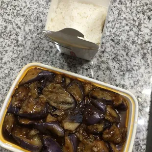 Eggplant in Garlic Sauce w/ steamed rice