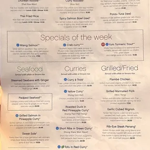 Dinner Menu, January 2023.