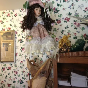 In the lobby at Summerland Inn, little creepy.