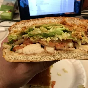 Inside of chicken torta