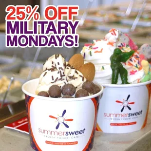 25 % off military mondayss