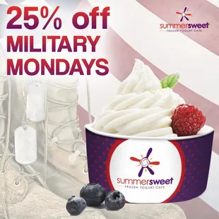 25 % off military mondayss