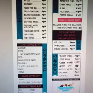 a menu for a restaurant