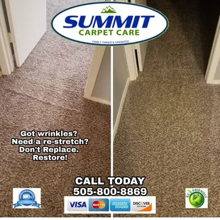 Carpet Repair and Re-Stretching available! Don&apos;t wait until it&apos;s to late! Add year&apos;s to the life of your carpet.