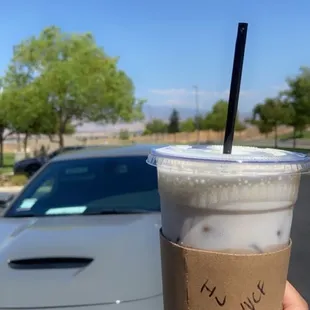 Iced coffee with vanilla cream foam