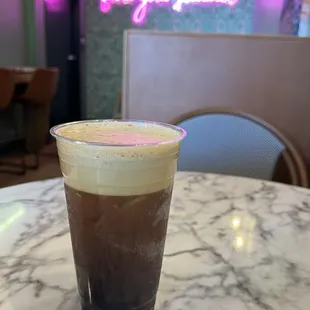 Nitro cold brew and sitting area