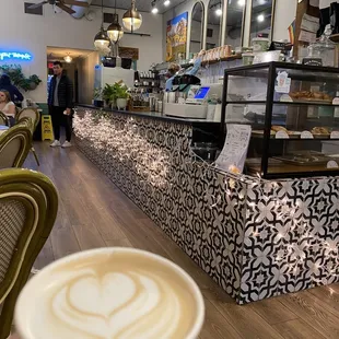 a cup of cappuccino in a cafe