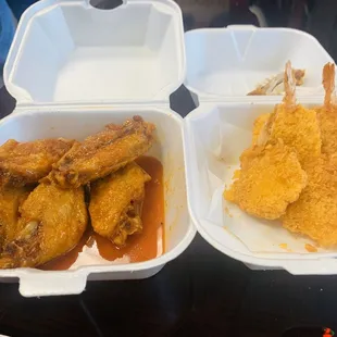 Honey Hot all flaps &amp; fried shrimp