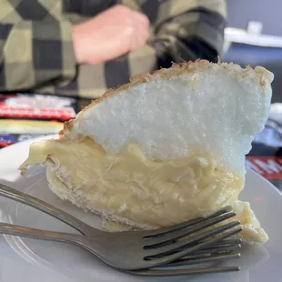 a slice of pie on a plate with a fork