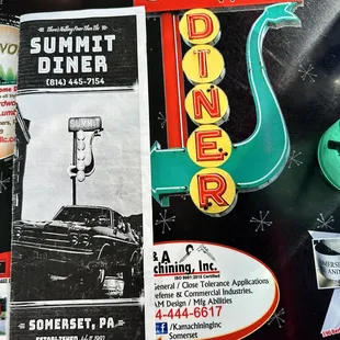Cover of their wonderful menu