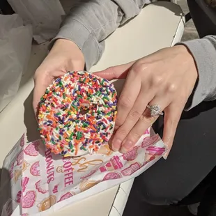 White sprinkle donut