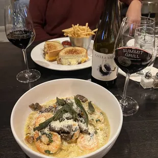 Shrimp Campanelle Pasta  The Ultimate Grilled Cheese  Shoestring Fries