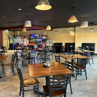 tables and chairs in a restaurant