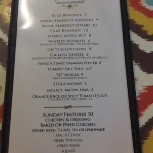 menu