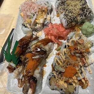 a plate of sushi