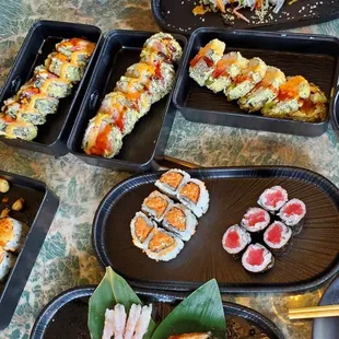 The sushi spread