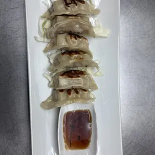 Gyoza , pan fried japanese pork dumpling