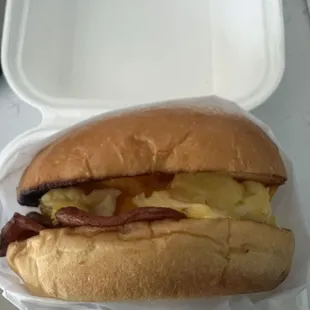 Turkey bacon egg and cheese sandwich