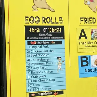 Nice variety of egg rolls