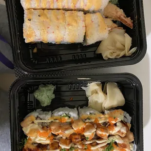 Tokyo roll (top) and TNT scallop (bottom)