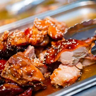 a close up of a plate of food