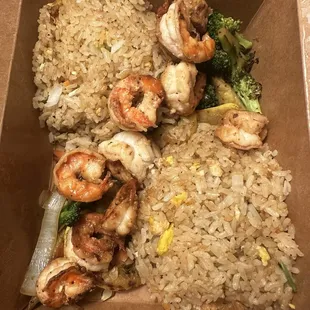 Shrimp hibachi extra veggie fried rice