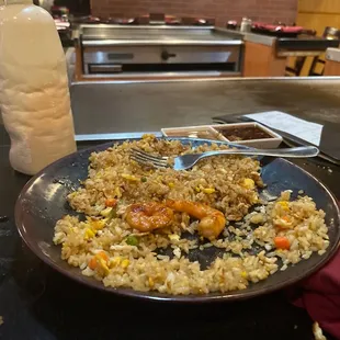 Fried rice,shrimp,chicken, filet mignon