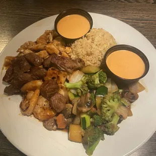 Hibachi Dinner Steak, Chicken &amp; Shrimp