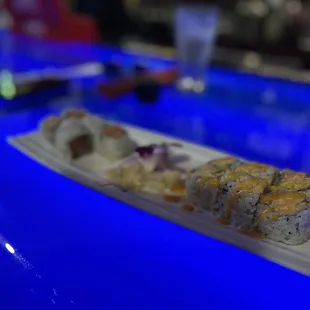 a plate of sushi