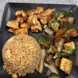 Fried rice, chicken, veggies and shrimp!