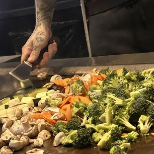 I loved watching him cook right in front of us! #rice #veggies