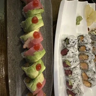 Hot Girl Roll Special along with avocado tuna roll and Spicy Yellowtail Roll
